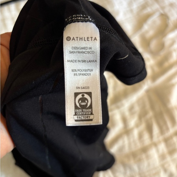 Athleta Stripe Mesh Tank -Black Workout Top - Picture 5 of 9